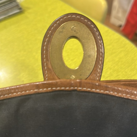 Coach Signature Ali Denim Handbag Purse Heavy Brass Fittings Tobacco Leather - Picture 10 of 15